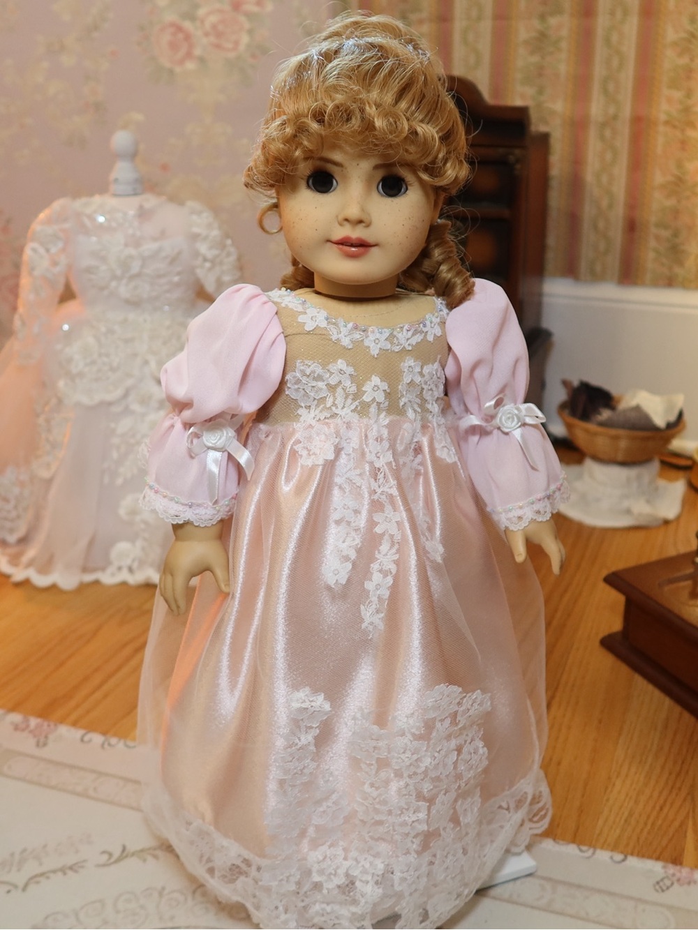 18 Inch Doll Pastel Pink Custom Handmade Gown